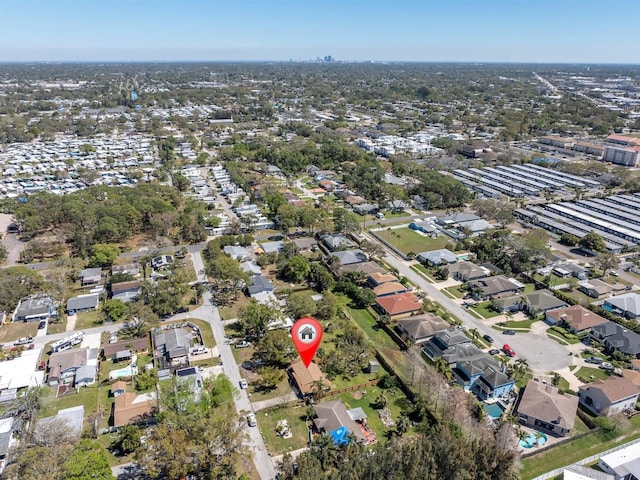 aerial view with a residential view