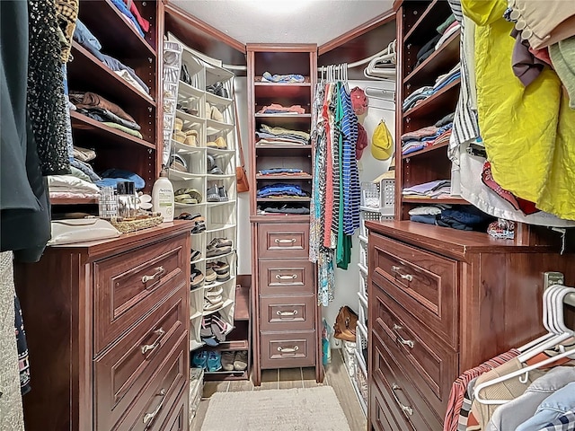 spacious closet featuring wood finished floors