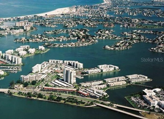 bird's eye view with a view of city and a water view