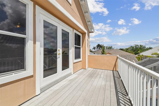 wooden terrace with french doors