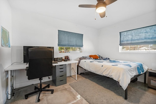 bedroom featuring a ceiling fan