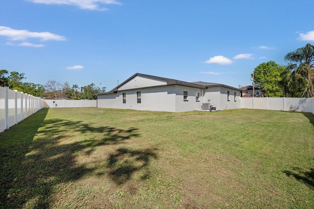 view of yard featuring cooling unit and a fenced backyard