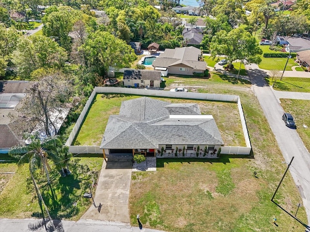 drone / aerial view with a residential view