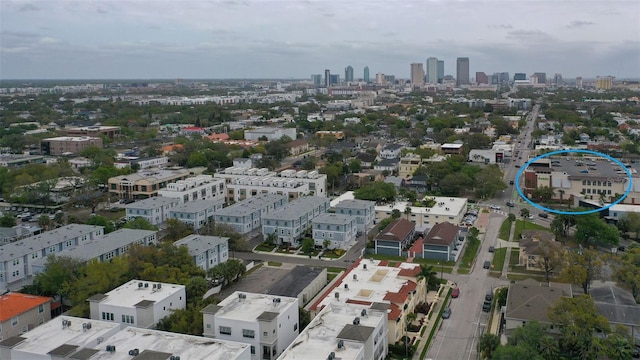 bird's eye view with a view of city