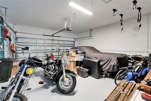 garage with a garage door opener