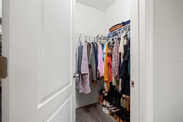 spacious closet with wood finished floors