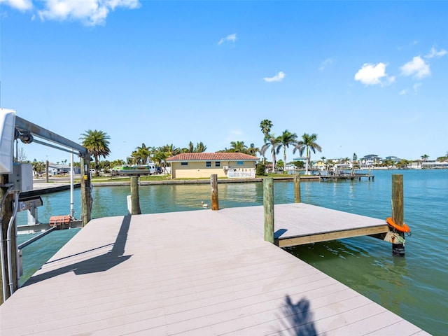 dock area featuring a water view