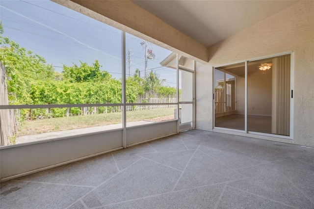 view of unfurnished sunroom