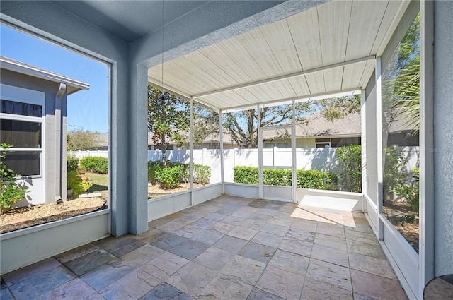 view of unfurnished sunroom