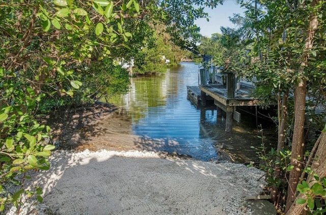 dock area featuring a water view