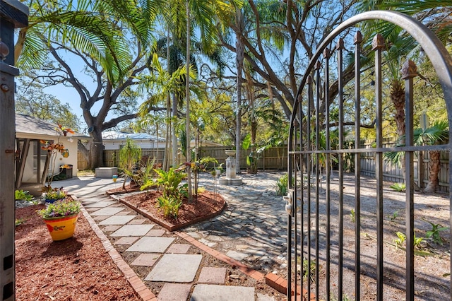 view of yard with a patio and a fenced backyard