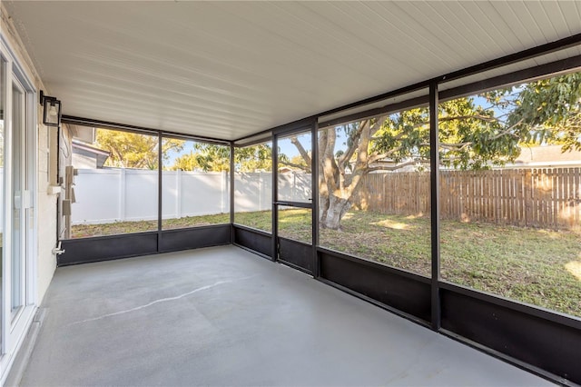 view of unfurnished sunroom