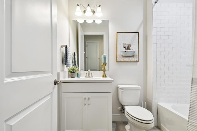 8766 Shadyside Ln, Land O Lakes, FL 34637 - full bathroom with vanity, toilet, shower / bath combination, and baseboards