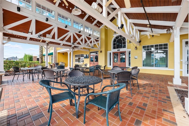 8766 Shadyside Ln, Land O Lakes, FL 34637 - view of patio with a ceiling fan and french doors