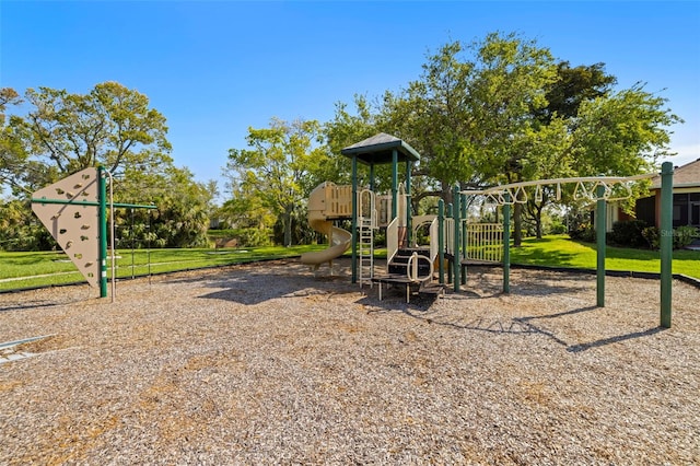 communal playground with a lawn