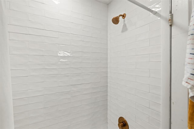 interior details featuring tiled shower