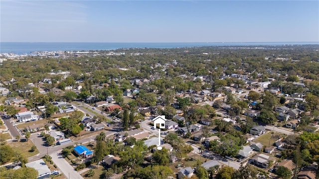 bird's eye view with a residential view and a water view