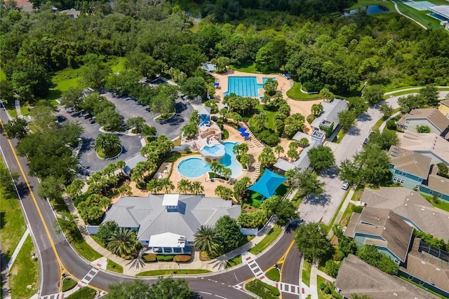 drone / aerial view with a residential view