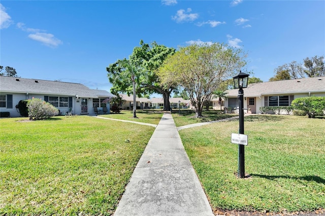 view of yard featuring a garage