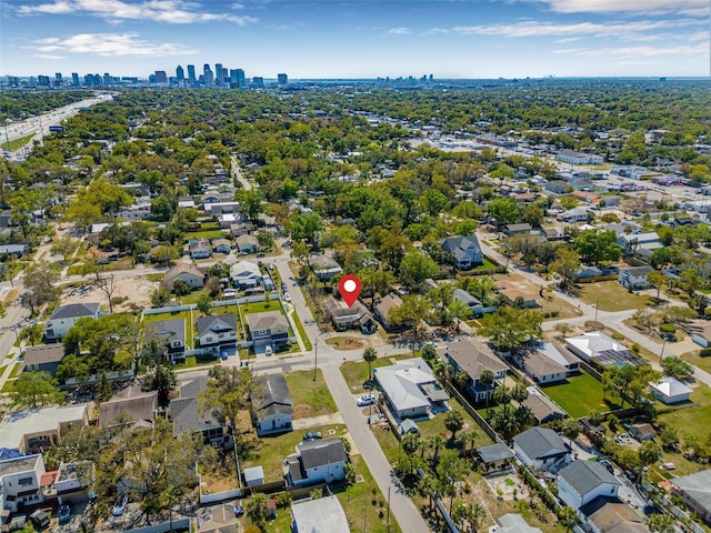 birds eye view of property with a city view