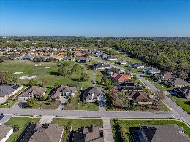 aerial view with a residential view and golf course view