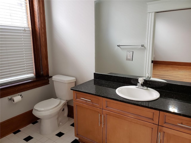 bathroom with toilet and vanity