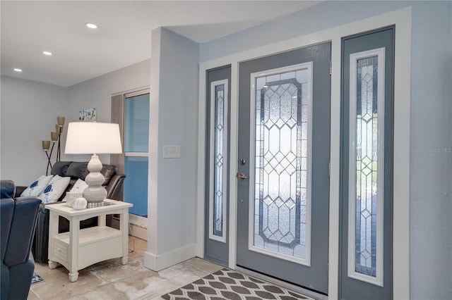 foyer featuring recessed lighting