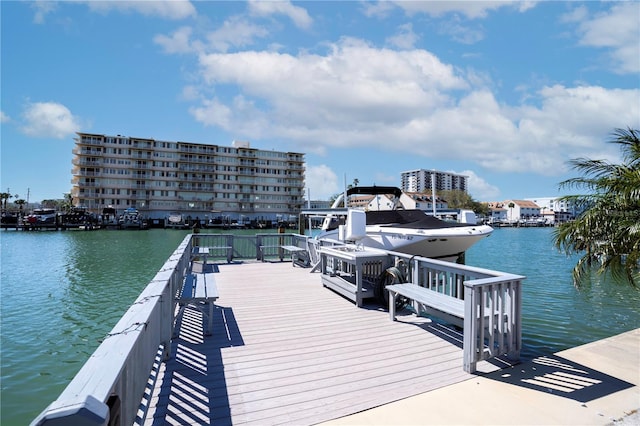 view of dock featuring a water view