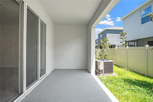 balcony with central air condition unit