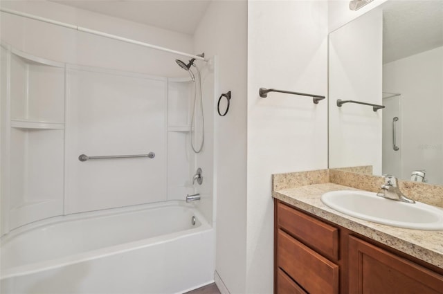 full bathroom with shower / bathing tub combination and vanity