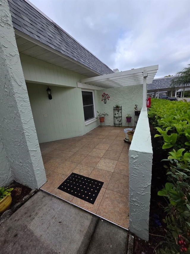 view of patio featuring mail area