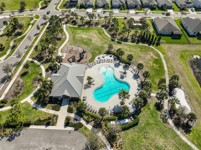 aerial view with a residential view