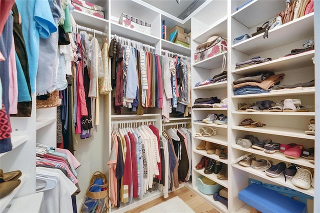 spacious closet with wood finished floors