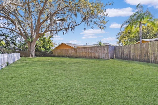 view of yard featuring a fenced backyard