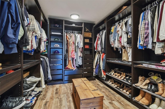 spacious closet with wood finished floors