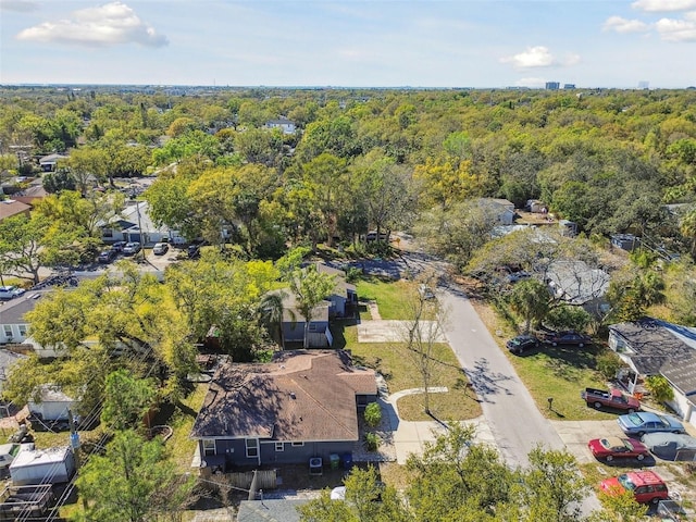 bird's eye view featuring a view of trees