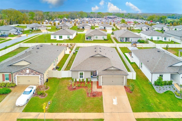 aerial view with a residential view