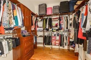 spacious closet with wood finished floors