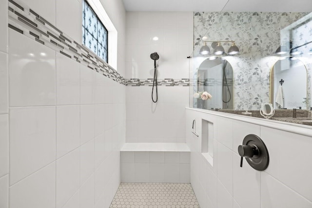 bathroom with tiled shower