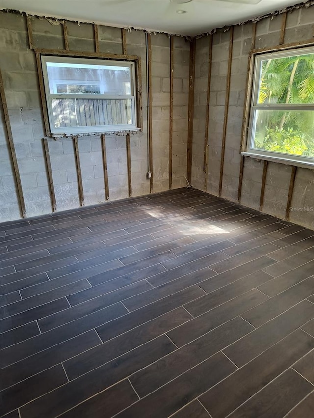unfurnished room with dark wood-style floors