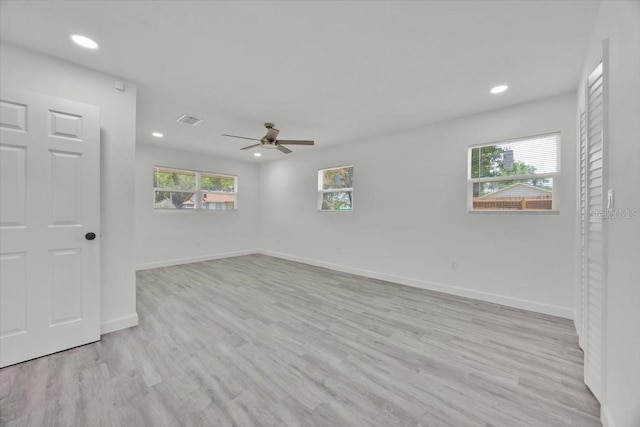 2415 Sutton Rd, Lakeland, FL 33810 - empty room with recessed lighting, light wood-style floors, baseboards, and a ceiling fan