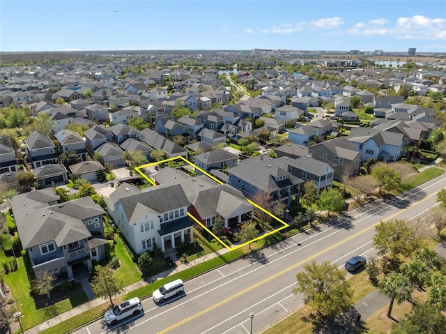 bird's eye view with a residential view