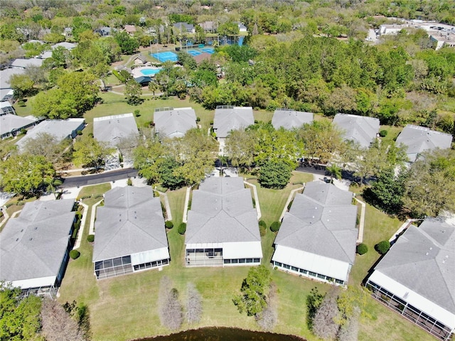 bird's eye view with a residential view