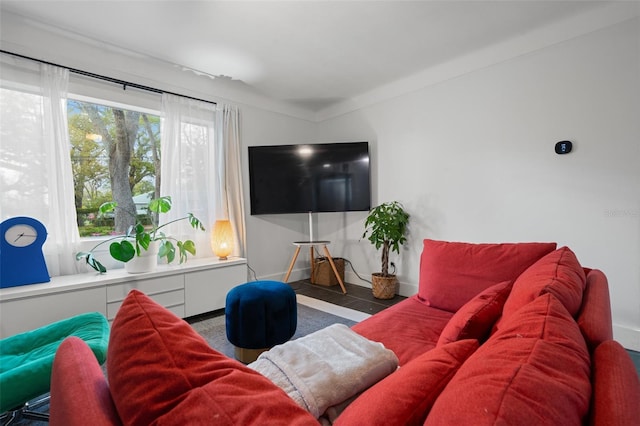 living area with baseboards