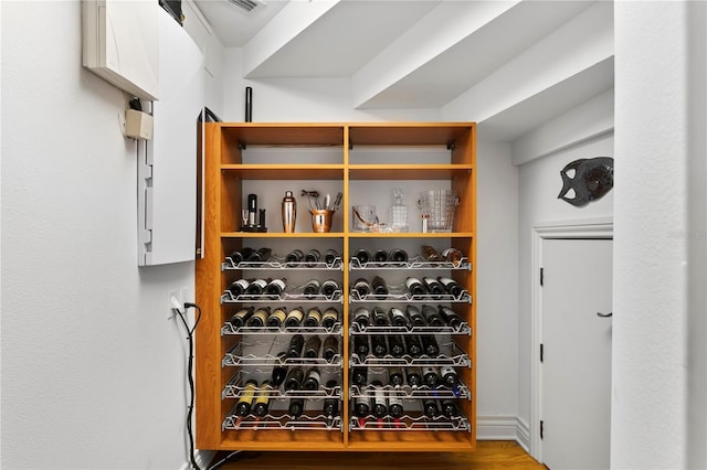 wine room featuring wood finished floors