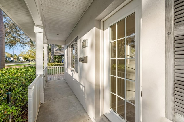 view of patio featuring a porch