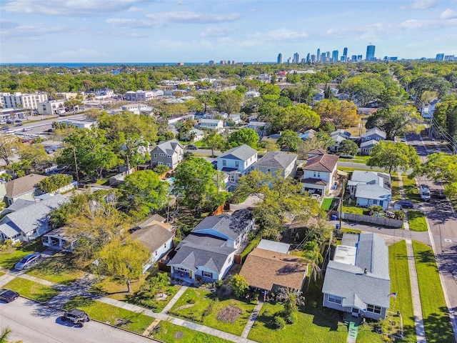 bird's eye view with a city view