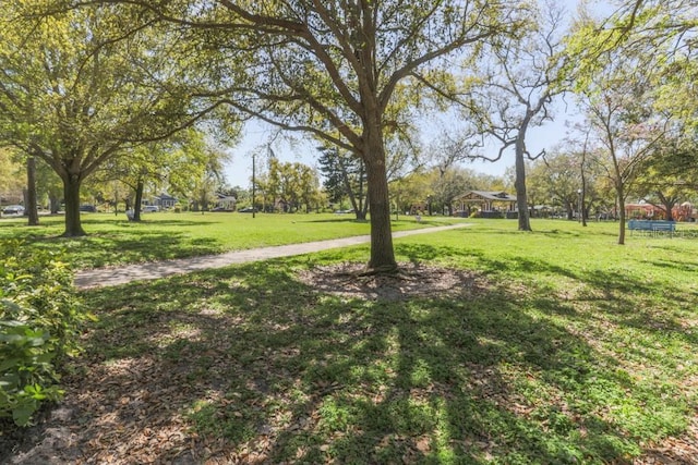 view of property's community with a lawn