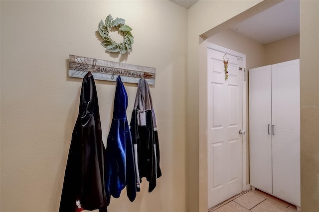 interior space featuring light tile patterned floors