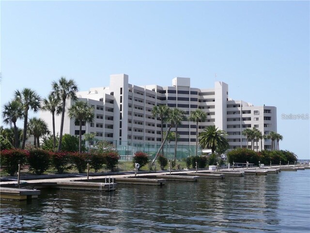 water view with a boat dock